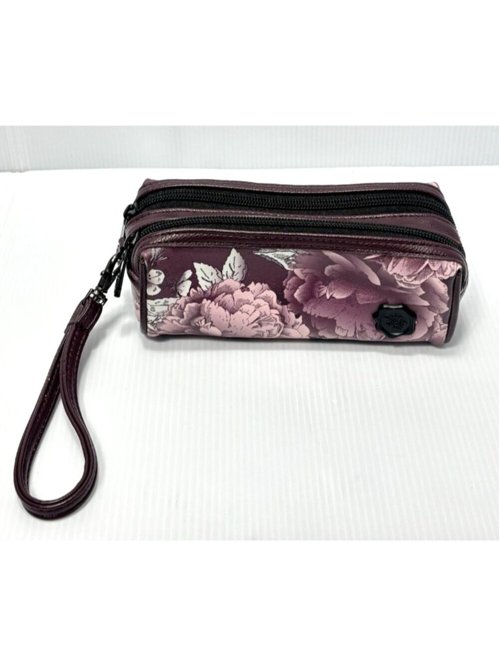 Fiorelli Floral Print Double Zip Makeup Bag Cosmetic Case, GUC, Pouch/Case